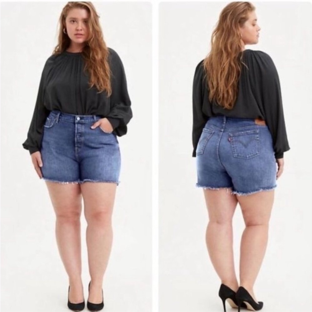 Levi's 501 Original Denim Raw Hem Jean Shorts New Button Fly Plus Size 24